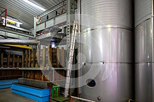 Press for making of Traditional natural Asturian cider made fromÂ fermented apples in wooden barrels for several